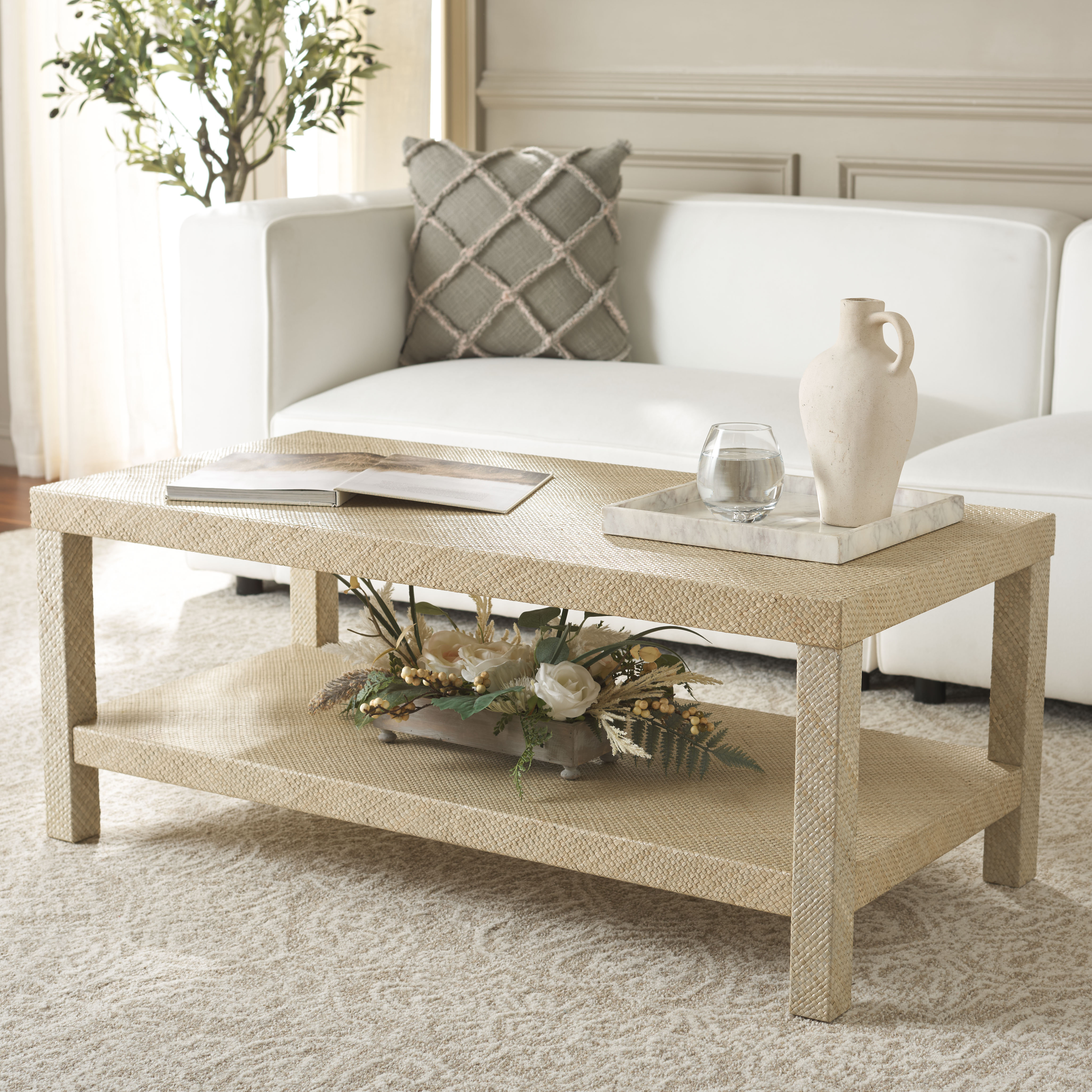 Latitude Run® Nadeau Raffia 2 Shelf Coffee Table & Reviews | Wayfair